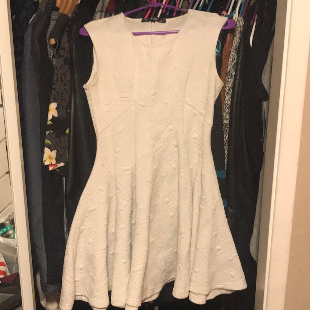 White quilted flare skirt dress